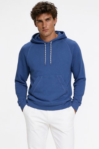 Sweat en coton biologique à capuche - Bleu roi