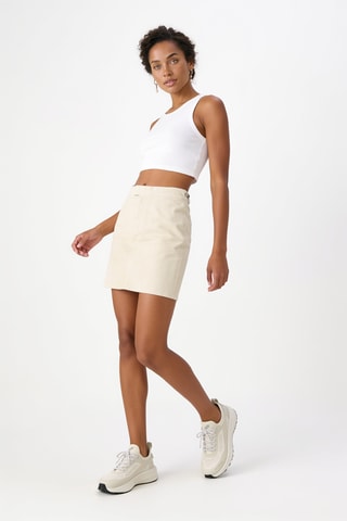 Minijupe taille haute en nubuck - Beige