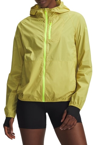 Veste pliable à capuche de running Launch Strorm - Jaune