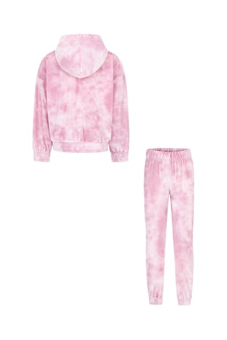 Felpa con cappuccio e pantaloni in velluto tie and dye - Rosa