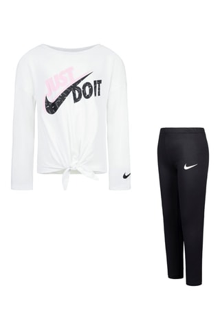 T-shirt e leggings - Nike - Bianco, nero e rosa