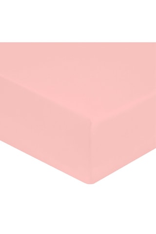 Drap-housse en percale de coton 80 fils/cm² - Rose poudré - Bonnet 40 cm