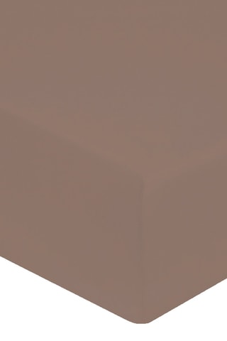 Drap-housse en percale de coton - 80 fils/cm² - Taupe - Bonnet 30 cm