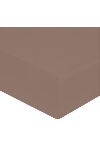 Drap-housse en percale de coton - 80 fils/cm² - Taupe - Bonnet 40 cm