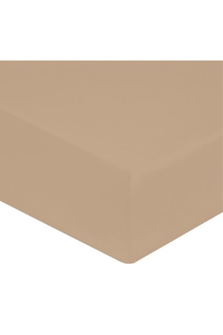 Drap-housse en percale de coton - 80 fils/cm² - Beige - Bonnet 30 cm