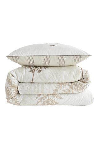 Parure de couette en satin de coton Rabia - Blanc et beige