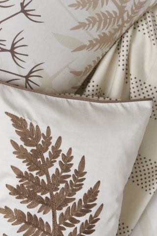 Parure de couette en satin de coton Rabia - Blanc et beige