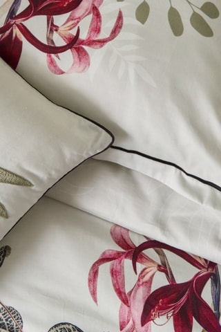 Parure de couette en satin de coton Lori - Blanc et vert