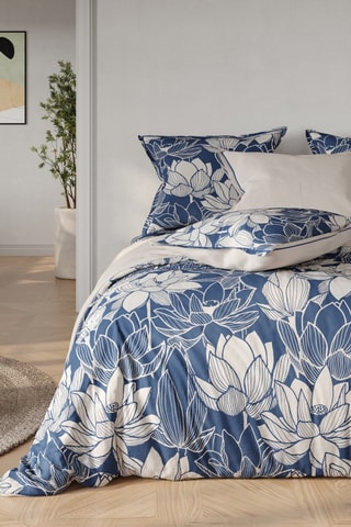 Parure de couette en coton 57 fils/cm² Abbie - Bleu marine