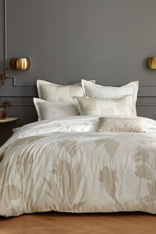 Parure de couette en coton Mindy - Ecru et taupe