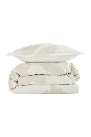 Parure de couette en coton Mindy - Ecru et taupe