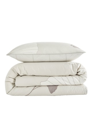 Parure de couette en coton Genky - Ecru et blanc