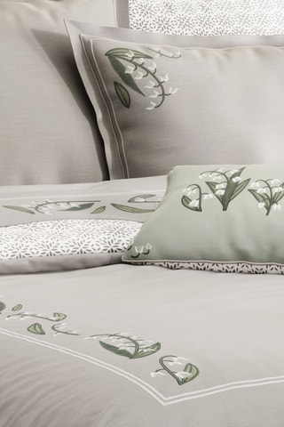 Parure de couette en percale de coton Lilya- Gris