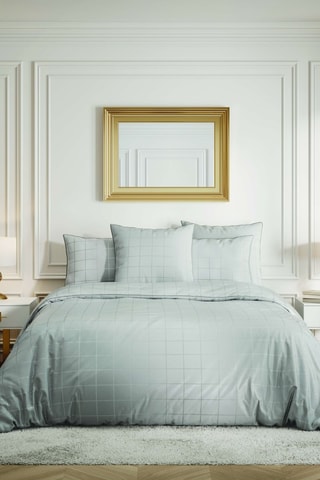 Parure de couette en satin de coton Caroline Perle- Gris clair