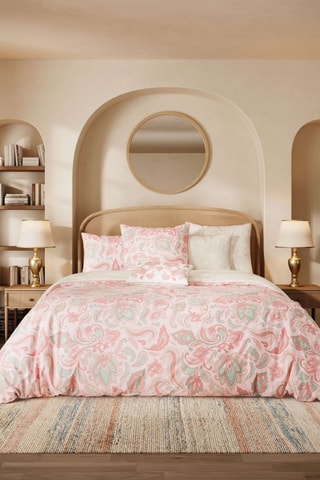 Parure de couette en satin de coton Neela- Rose