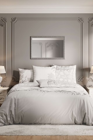 Parure de couette en percale de coton Brandi- Gris clair