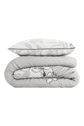 Parure de couette en percale de coton Brandi- Gris clair