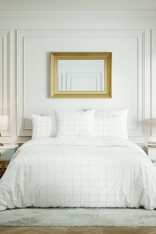 Parure de couette en satin de coton Caroline Blanc- Blanc