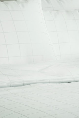 Parure de couette en satin de coton Caroline Blanc- Blanc