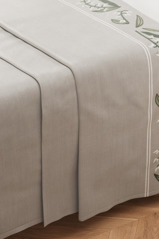 Drap plat en percale de coton Lilya- Gris