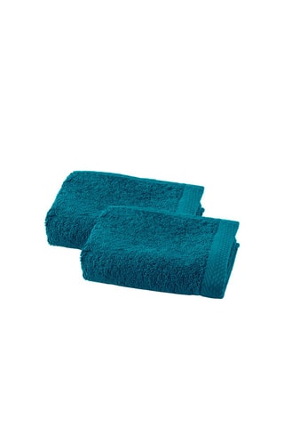 2 serviettes invités - Bleu pétrole - 50 x 30 cm