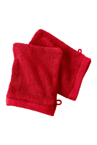 2 gants de toilette Rouge