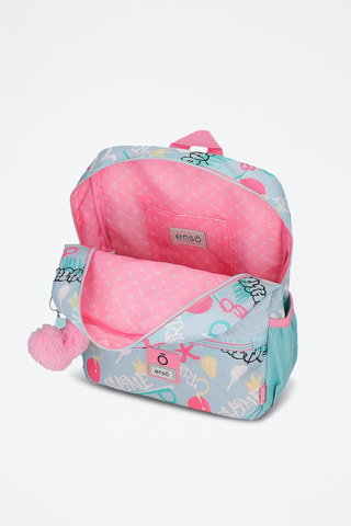 Sac à dos - Blanc, bleu, jaune et rose