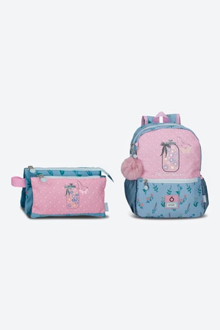 Sac à dos et trousse - Bleu et rose