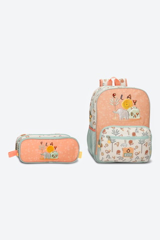 Sac à dos Play all day et trousse - Orange et bleu