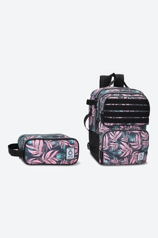 Sac à dos à roulettes et trousse - Noir