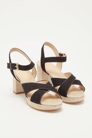 Sandales à talons en nubuck Jija Noir et naturel