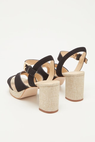 Sandales à talons en nubuck Jija Noir et naturel