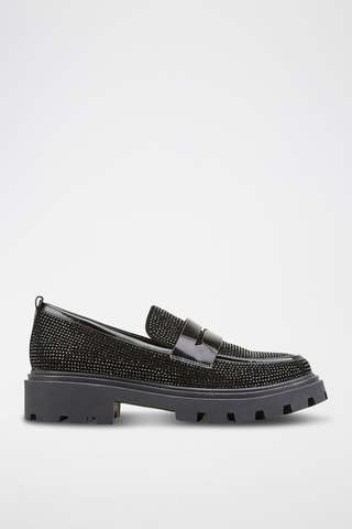 Mocassins compensées en cuir de chèvre nubuck Halima - Noir