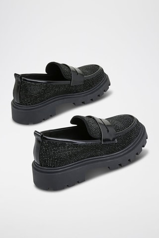 Mocassins compensées en cuir de chèvre nubuck Halima - Noir