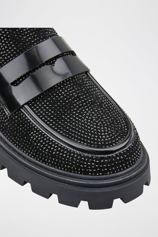 Mocassins compensées en cuir de chèvre nubuck Halima - Noir