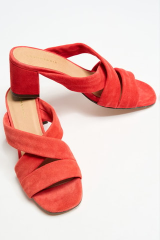 Mules compensées en cuir Vanatia - Rouge