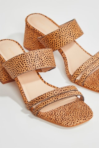 Mules à talons en cuir Zalou - Orange