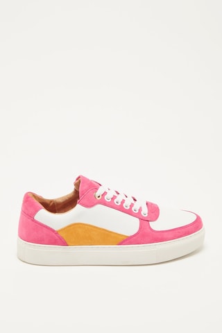 Baskets en cuir de veau velours Geena - Fuchsia