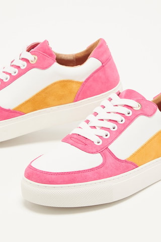 Baskets en cuir de veau velours Geena - Fuchsia