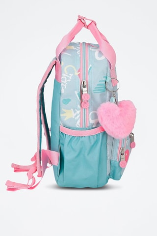 Mochila - Verde-água - Branco, rosa e verde