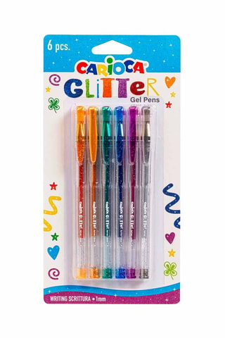 6 canetas de gel com purpurinas Glitter - 6 tintas