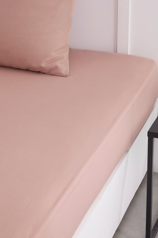 Drap-housse en coton 57 fils/cm² Essential - Rose