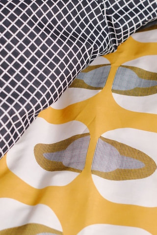 Parure de couette en coton 57 fils/cm² Sunshine - Ocre et noir