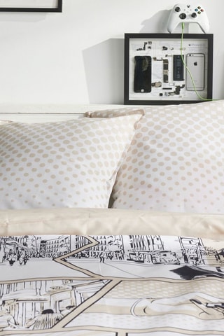 Parure de couette réversible en coton 57 fils/cm² Java - Beige