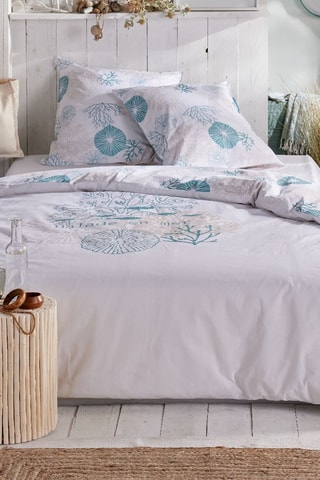 Parure de couette en coton 57 fils/cm² Balade en Mer - Blanc
