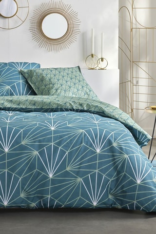 Parure de couette en coton 57 fils/cm² Sunshine - Bleu et vert