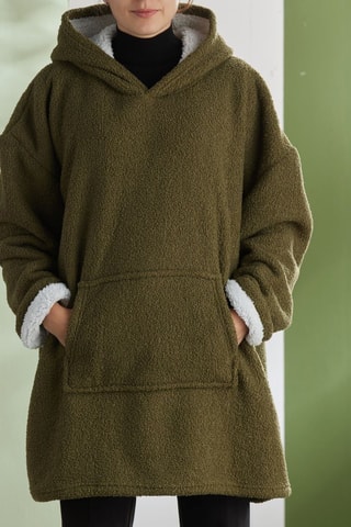 Sweat plaid à capuche Moka - Vert foncé
