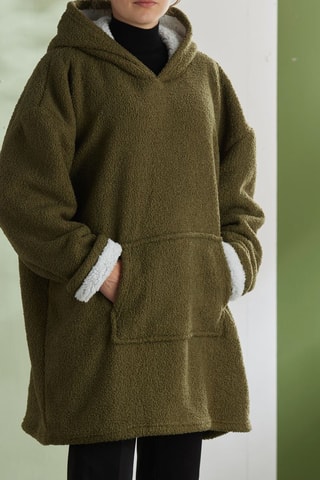 Sweat plaid à capuche Moka - Vert foncé