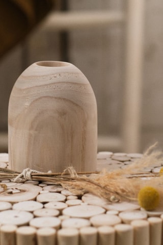 Vase en bois Paulownia M - 10 x 10 x 18 cm - Naturel