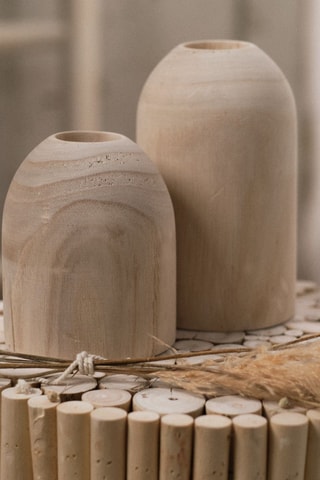 Vase en bois Paulownia M - 10 x 10 x 18 cm - Naturel